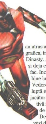 Randare a unui alien roșu în colțul din stânga-sus al paginii 27; desenul este el însuși tăiat de marginea din stânga a rasterului (defectul de cotor), iar dreptunghiul prinde inevitabil câteva cuvinte din prima coloană.