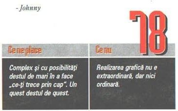 Scorul final — 78 — și caseta „Ce ne place" / „Ce nu"; în colțul din stânga-sus al decupajului intră și semnătura „- Johnny"