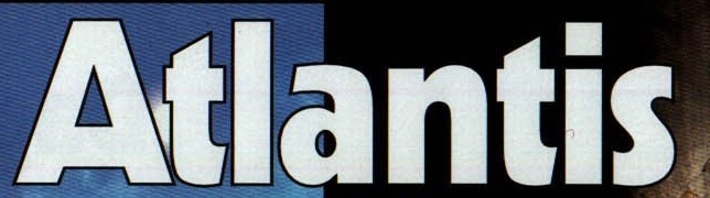 Titlul-grafic „Atlantis”, cules cu alb peste artwork-ul paginii