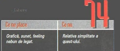 Scorul final — 74 — și caseta „Ce ne place” / „Ce nu”; în colțul din stânga-sus al decupajului intră și semnătura „- Johnny”