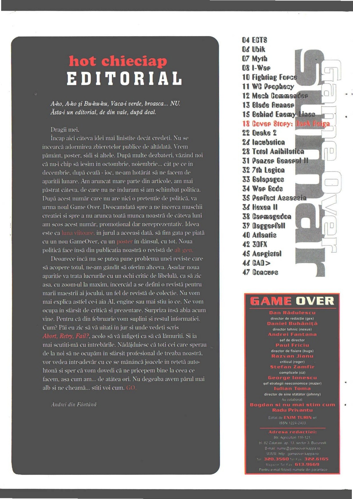 Numărul 8, pagina 4 — hot chieciap — Editorial