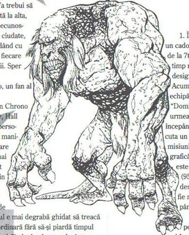 A doua ilustrație în tuș, din mijlocul paginii tipărite 6, în jurul căreia curge textul. Desenul nu are chenar, așa că dreptunghiul de decupaj prinde inevitabil rânduri de coloană pe margini