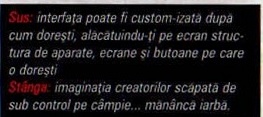 Sus: interfața poate fi custom-izată după cum dorești, alăcătuindu-ți pe ecran structura de aparate, ecrane și butoane pe care o dorești / Stânga: imaginația creatorilor scăpată de sub control pe câmpie... mănâncă iarbă.