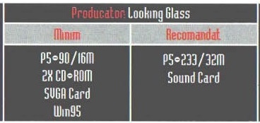 Caseta de specificații din capul paginii: „Producator: Looking Glass”, cu coloanele „Minim” și „Recomandat”