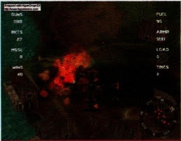 Al doilea screenshot din coloana din dreapta: o explozie portocalie peste un peisaj întunecat