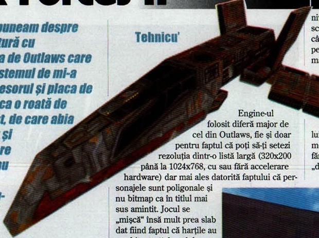 Randarea navei stelare din capul paginii; decupaj fără chenar, în jurul căruia curge textul, așa că dreptunghiul prinde și banda neagră a titlului, sus-stânga, și rânduri din coloanele de text