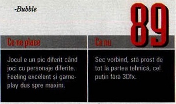 Nota finală — 89 — și caseta „Ce ne place” / „Ce nu”; în colțul din stânga-sus al decupajului intră și semnătura „-Bubble”