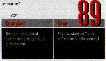 Nota finală — 89 — și caseta „Ce ne place” / „Ce nu”; în colțul din stânga-sus al decupajului intră ultimul rând al articolului („tensiune?”) și semnătura „-CZ”