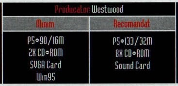 Caseta de specificații din capul paginii: „Producator: Westwood”, cu coloanele „Minim” și „Recomandat”