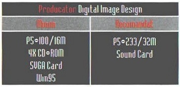 Caseta de specificații, tipărită în josul paginii 43, lângă secțiunea „Multiplayer”: „Producator: Digital Image Design”, cu coloanele „Minim” și „Recomandat”
