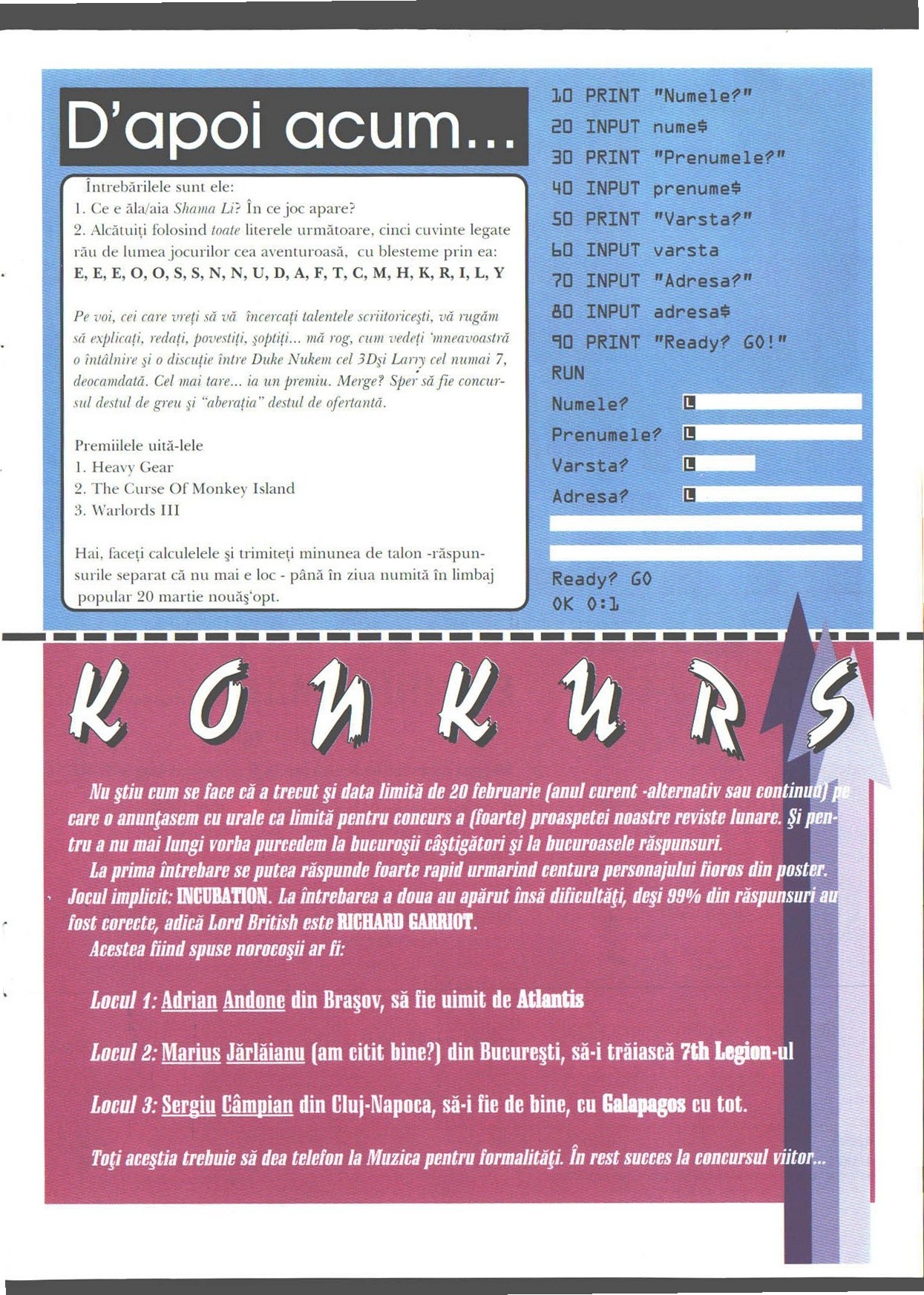 Numărul 9, pagina 49 — D'apoi acum... · Konkurs