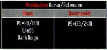 Banda de specificații din capul paginii: „Producator: Auran/Activision”, cu coloanele „Minim” și „Recomandat”