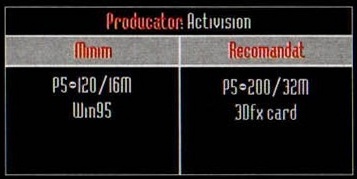 Caseta de specificații din josul p21: „Producator: Activision”, cu coloanele „Minim” și „Recomandat”