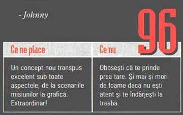 Nota finală — 96 — și caseta „Ce ne place” / „Ce nu”; în colțul din stânga-sus al decupajului intră semnătura „- Johnny”