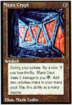 Galeria din josul paginii, rândul de sus, cartea 1: „Mana Crypt” (Artifact), ilustrație de Mark Tedin