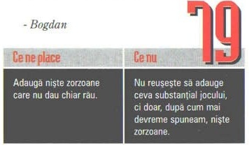 Semnătura „- Bogdan”, scorul 79 și caseta „Ce ne place” / „Ce nu”