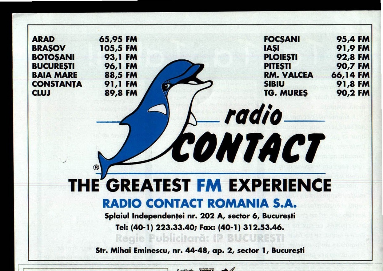 Reclamă Radio Contact România — „THE GREATEST FM EXPERIENCE"