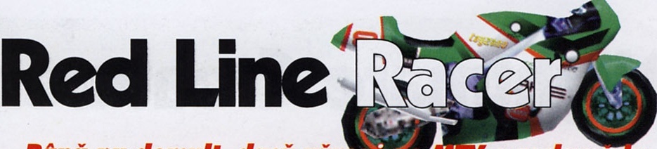 Titlul „Red Line Racer”, cu motocicleta randată peste care e cules cuvântul „Racer”