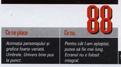Nota finală — 88 — și caseta „Ce ne place” / „Ce nu”; cifrele roșii mari stau deasupra și peste banda gri de titlu a casetei