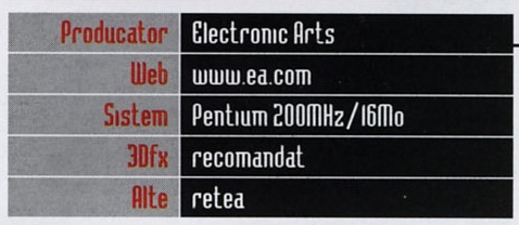 Caseta General Info: Producator Electronic Arts, Web www.ea.com, Sistem Pentium 200MHz/16Mo, 3Dfx recomandat, Alte retea