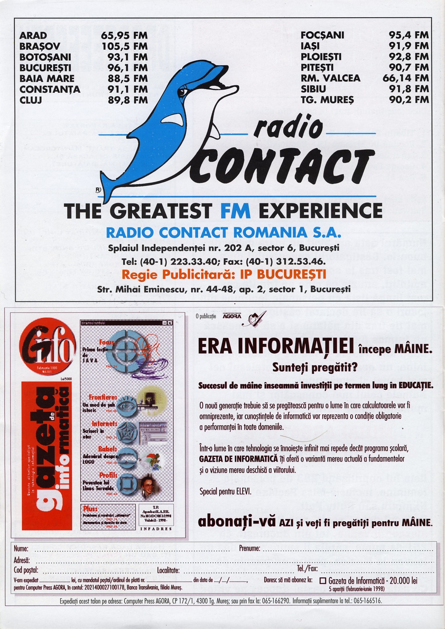 Numărul 11, pagina 50 — Gazeta de Informatică (Computer Press AGORA)
