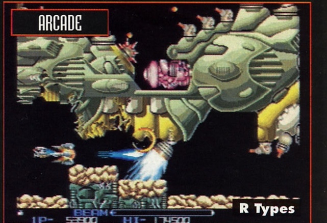Panou "ARCADE": captură de ecran R-Types (navă spațială și boss uriaș organic)