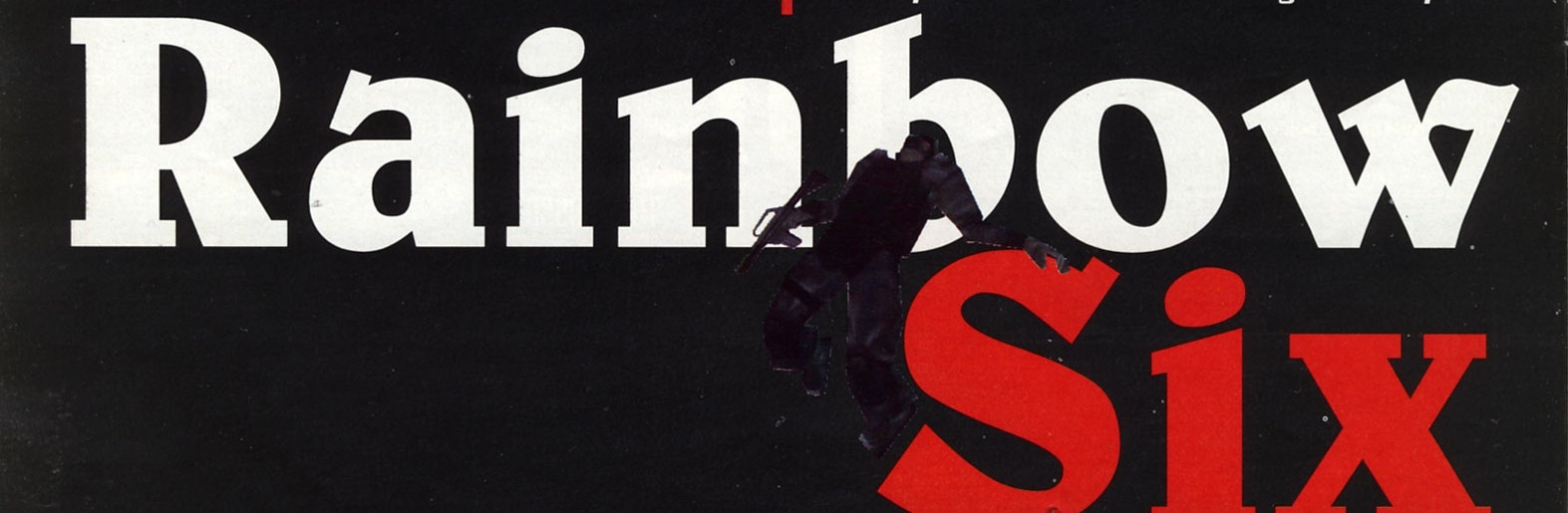 Bannerul titlului "Rainbow Six", cu silueta unui soldat suprapusă între cuvinte