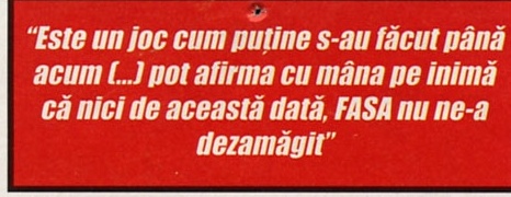 Pull-quote: "Este un joc cum puține s-au făcut până acum (...) pot afirma cu mâna pe inimă că nici de această dată, FASA nu ne-a dezamăgit"