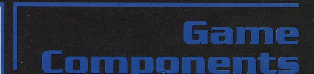 Bandă decorativă albastră cu textul "Game Components"