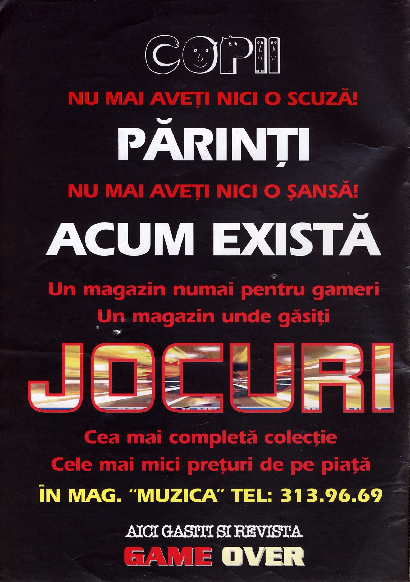 Numărul 12, pagina 2 — COPII / PĂRINȚI — magazin de jocuri în mag. „Muzica” (reclamă pe interiorul copertei 1)