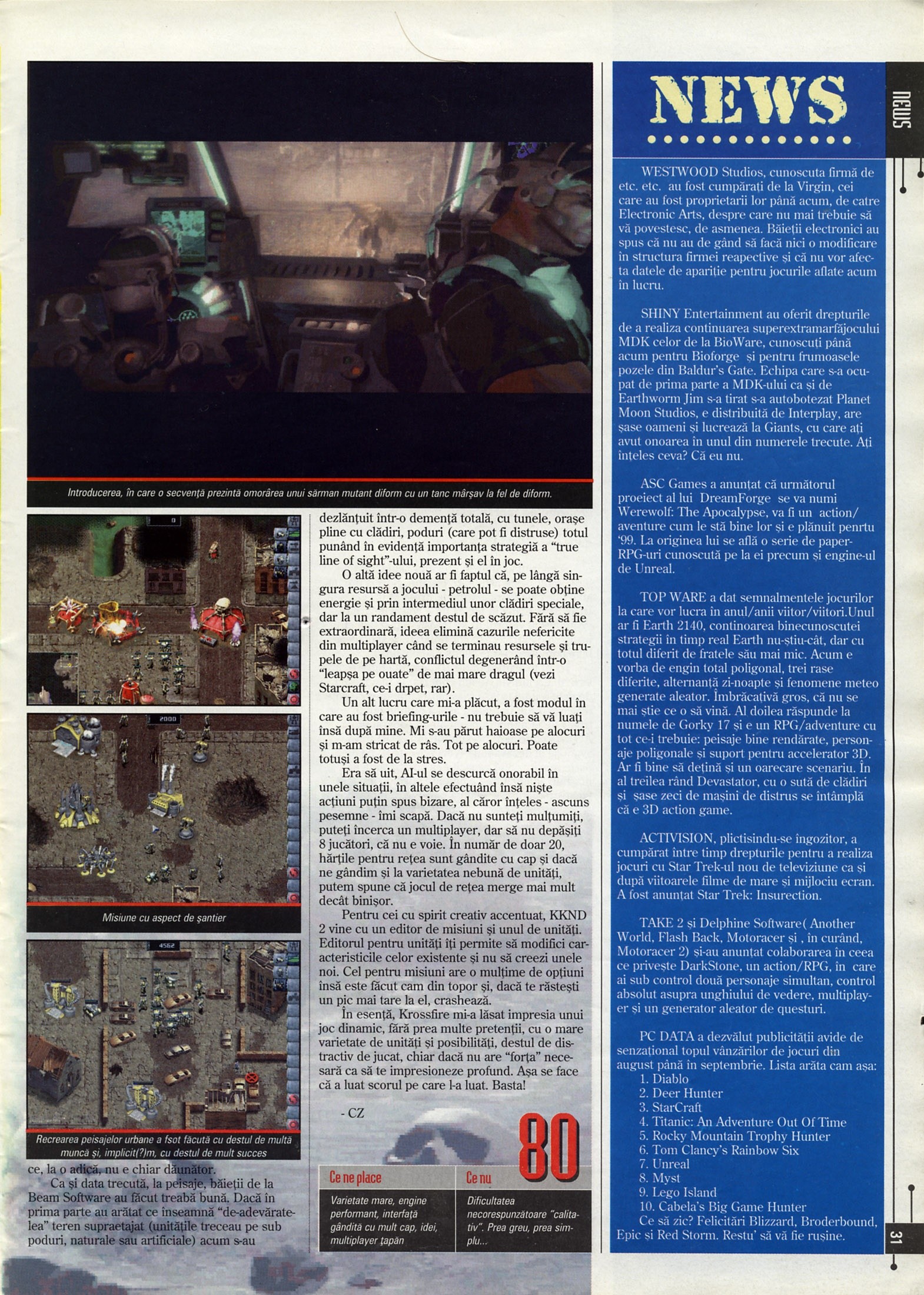Numărul 12, pagina 33 — News (Westwood / Shiny / ASC / Top Ware / Activision / Take 2 / PC Data)