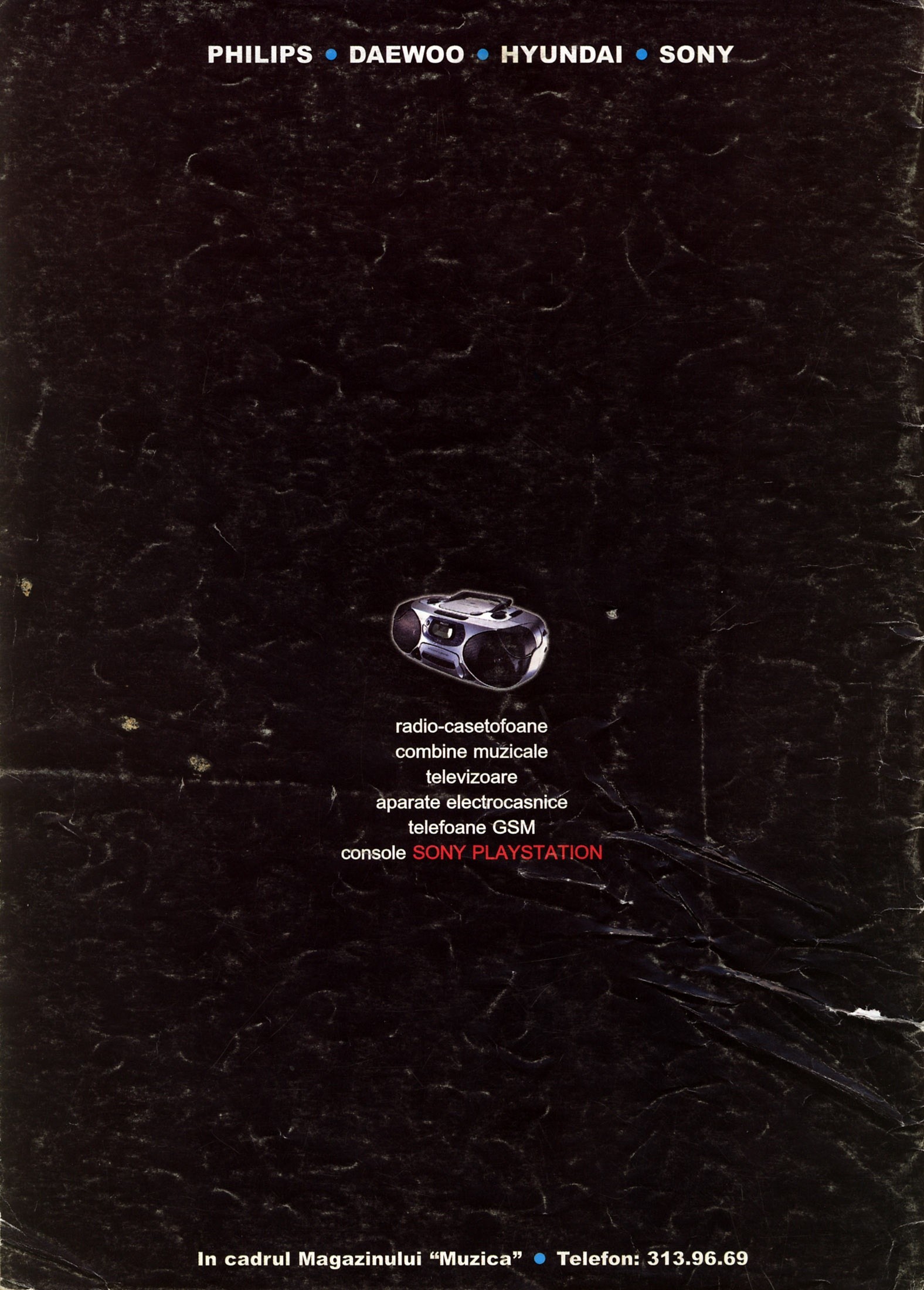 Numărul 12, pagina 52 — Philips / Daewoo / Hyundai / Sony -- Magazinul "Muzica" (back cover ad)