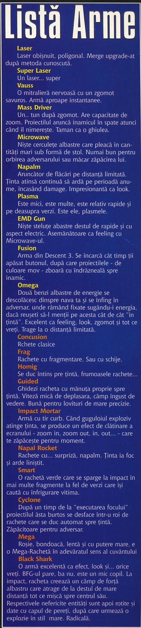 Listă Arme