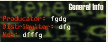 General Info: Producator: fgdg · Distribuitor: dfg · Web: dfffg