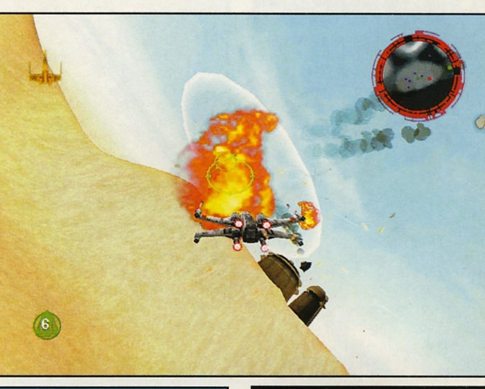 Acțiune ca în cel mai pur arcade — X-Wing în picaj deasupra dunelor