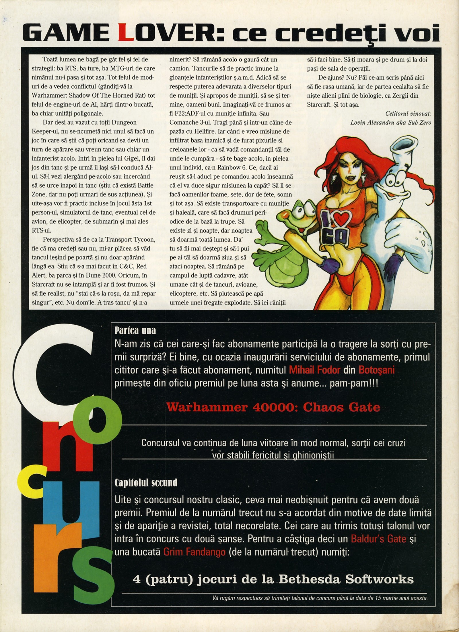 Numărul 13, pagina 50 — Game Lover: ce credeti voi
