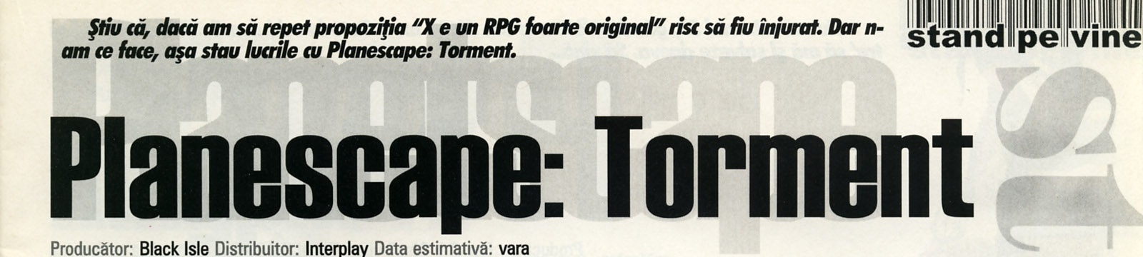 Planescape: Torment — stand pe vine