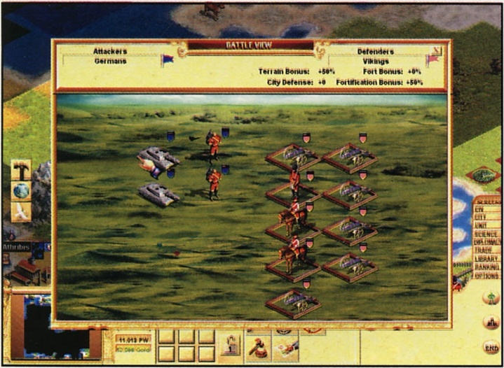 Faimosul combat screen — Germans vs Vikings