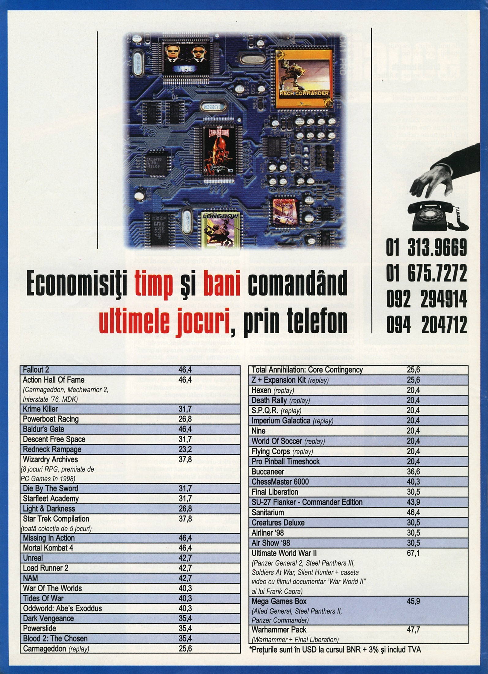 Economisiți timp și bani comandând ultimele jocuri, prin telefon — mail-order advertisement