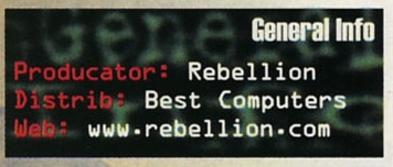General Info — Producator: Rebellion · Distrib: Best Computers · Web: www.rebellion.com