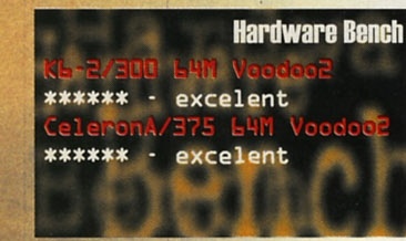 NHL 99 — Hardware Bench: K6-2/300 64M Voodoo2 ****** - excelent · CeleronA/375 64M Voodoo2 ****** - excelent