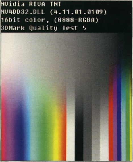 NVidia RIVA TNT / NV4DD32.DLL (4.11.01.0109) / 16bit color, (8888-RGBA) / 3DMark Quality Test 5