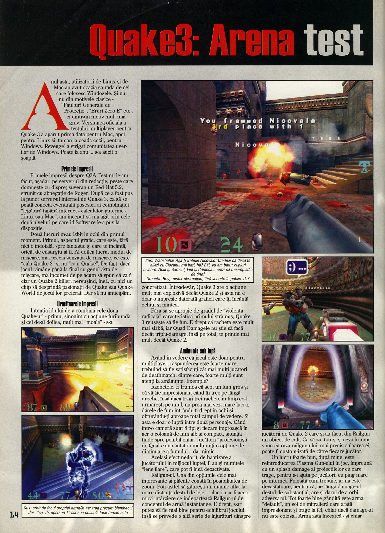 Nr. 6 (16), Iulie-August 1999, pagina 16 — Quake III: Arena test