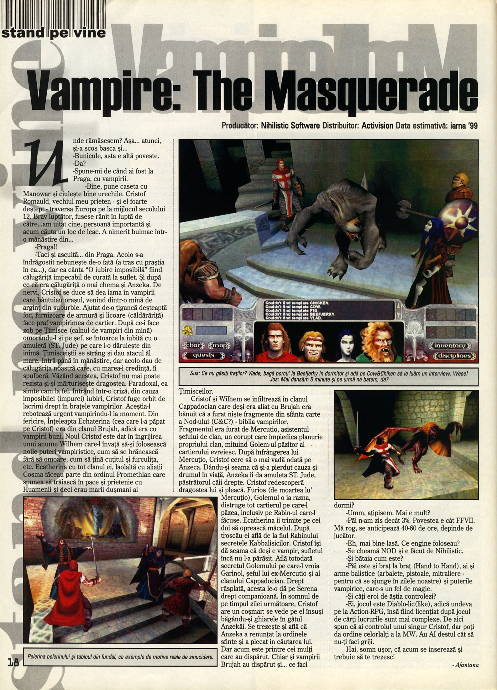 Nr. 6 (16), Iulie-August 1999, pagina 20 — Vampire: The Masquerade -- Redemption