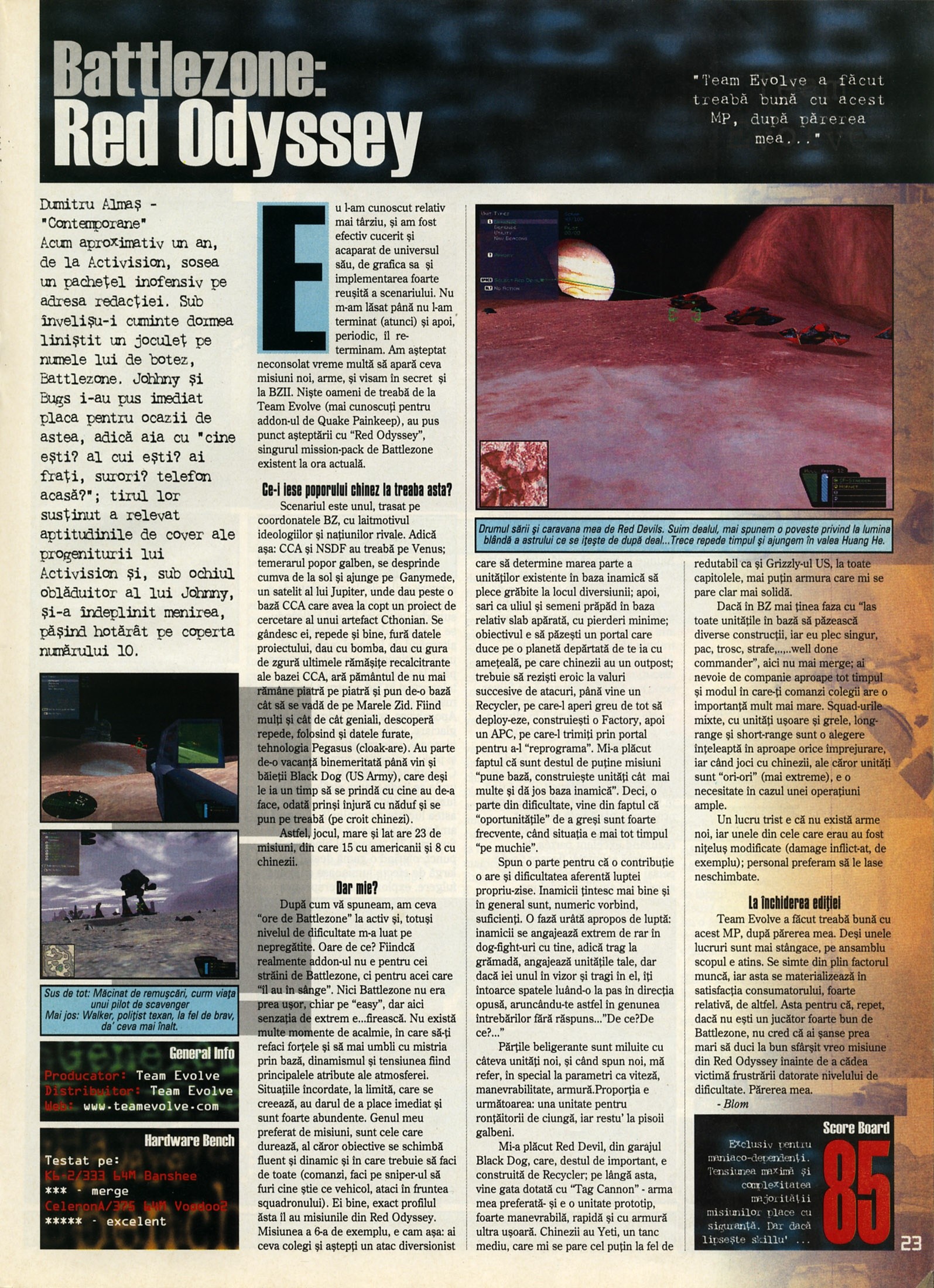 Nr. 6 (16), Iulie-August 1999, pagina 25 — Battlezone: The Red Odyssey