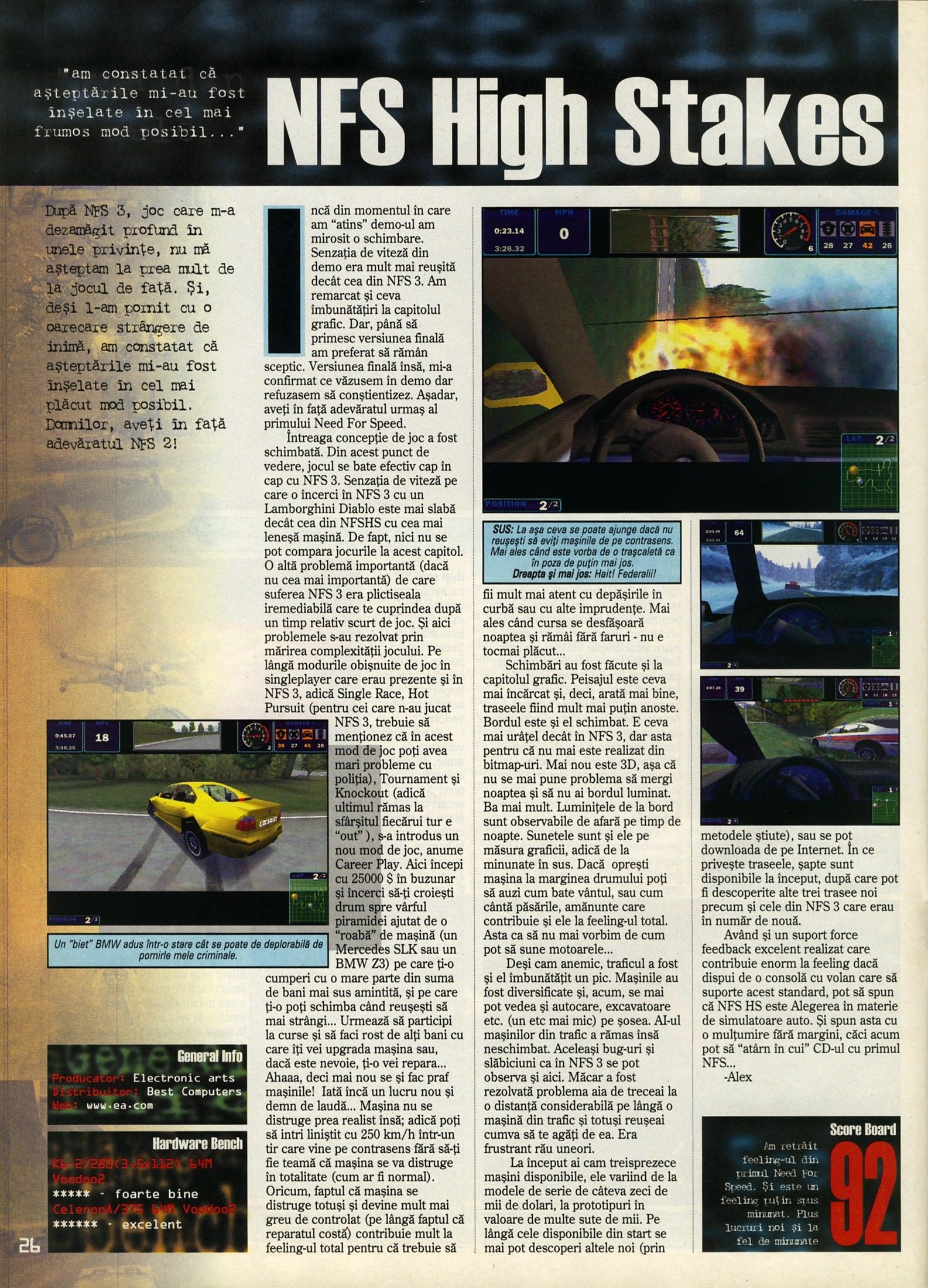 Nr. 6 (16), Iulie-August 1999, pagina 28 — Need for Speed: High Stakes