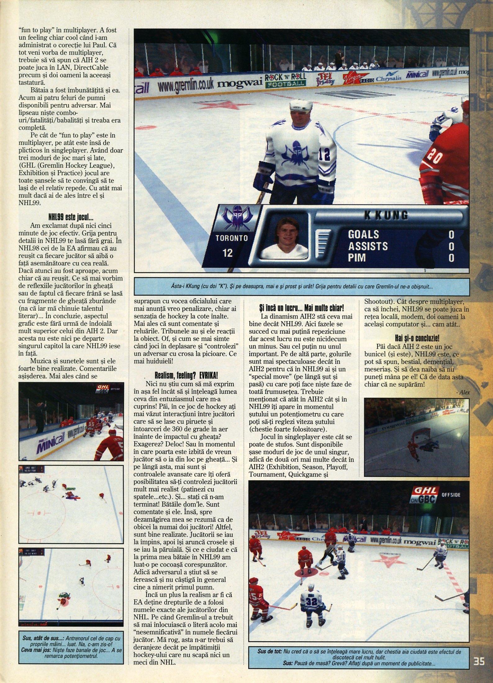 Nr. 6 (16), Iulie-August 1999, pagina 37 — NHL 99 vs. Actua Ice Hockey 2