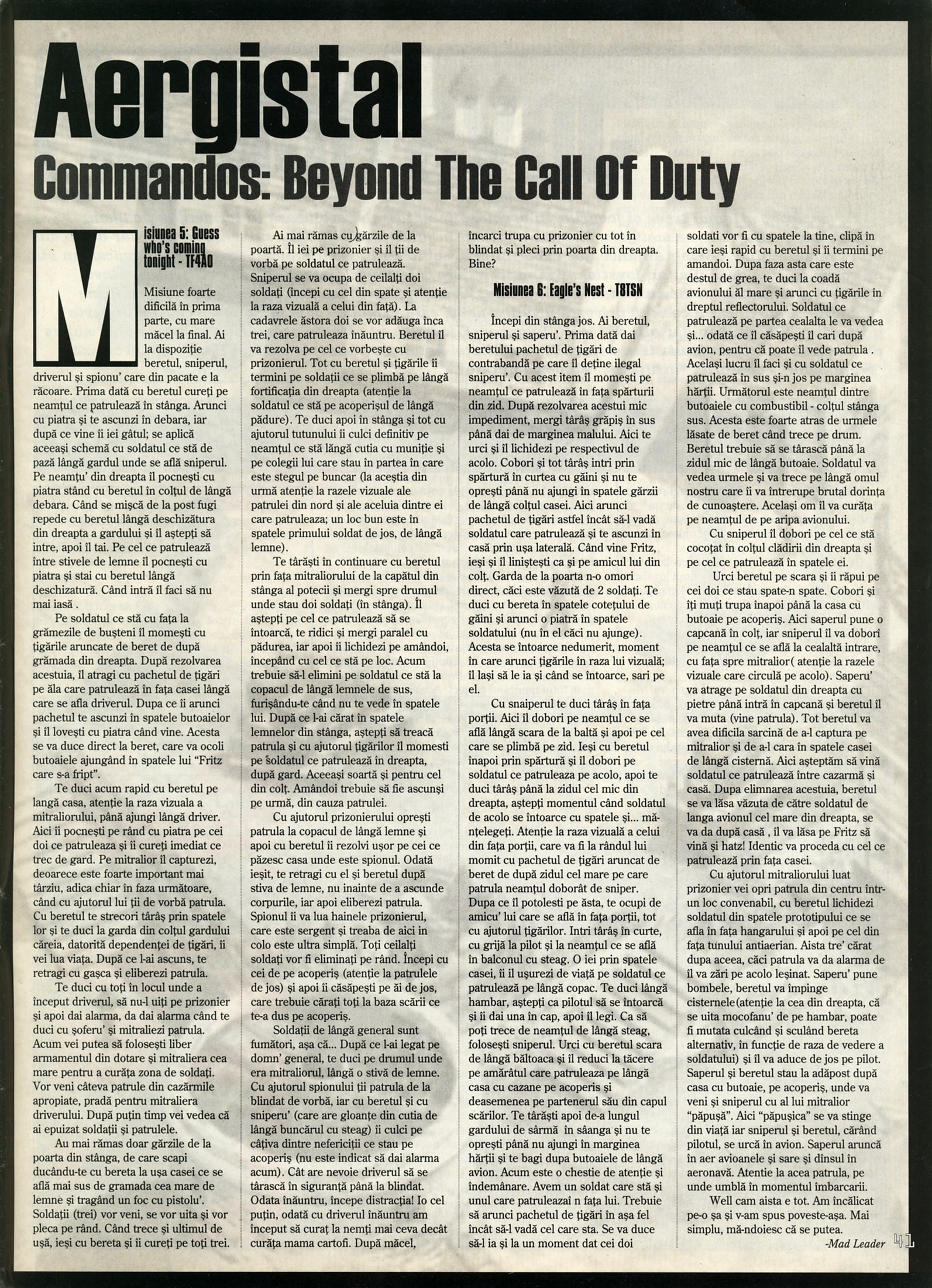 Nr. 6 (16), Iulie-August 1999, pagina 43 — Aergistal: Commandos -- Beyond the Call of Duty